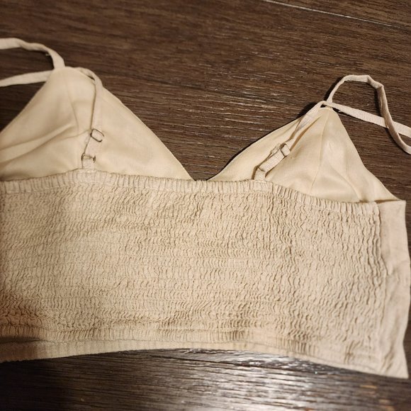 Japna cream rayon v neck crop top adjustable spaghetti strap NWT Med - Picture 7 of 9